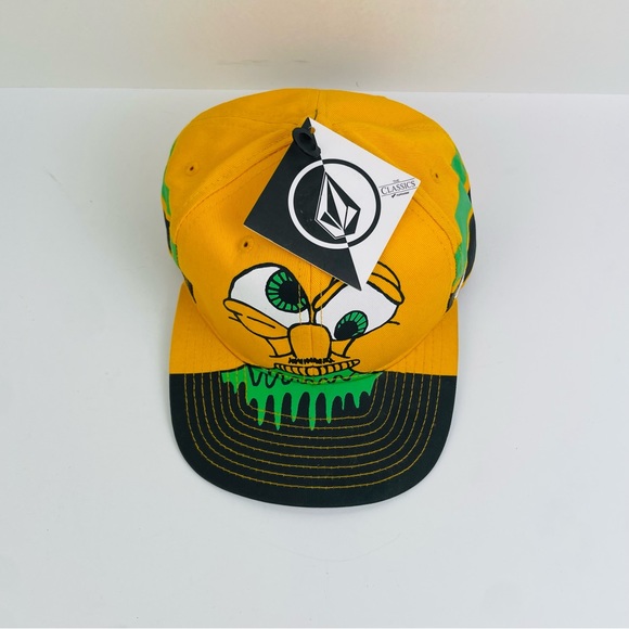 Volcom 'Happy Colors' Yellow Green Black Baseball Cap Hat Snapback Kids OSFM - Picture 5 of 9